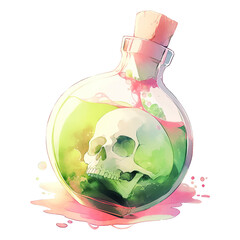 Watercolor halloween poison. Watercolor poison on transparent background. Generative AI