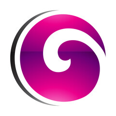 Magenta and Black Glossy Whirl Shaped Letter O Icon