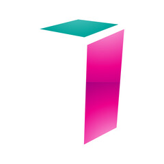 Magenta and Green Glossy Folded Letter I Icon