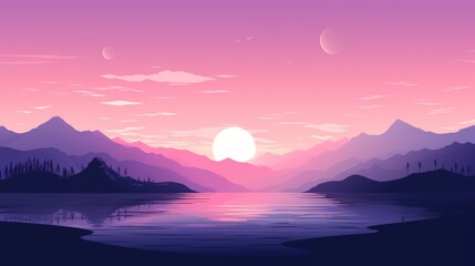 sunrise over the mountains. Generative AI