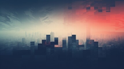 Fototapeta premium city skyline at sunset. Generative AI