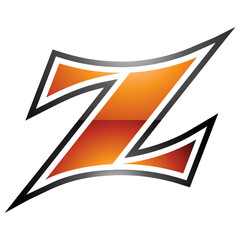 Orange and Black Glossy Arc Shaped Letter Z Icon