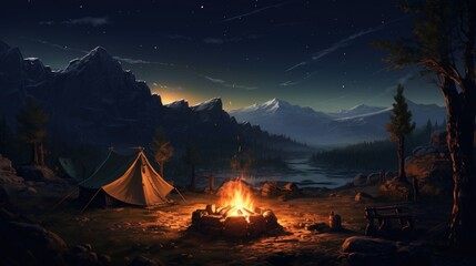 camping in the mountains. Generative AI