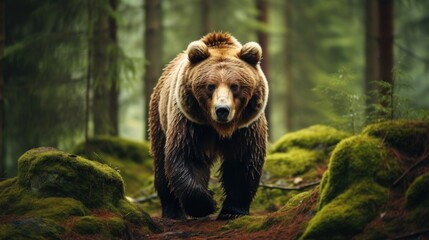 brown bear in the forest. Generative AI