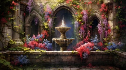 Fototapeta premium fountain illustration. Generative AI