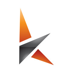 Orange and Black Glossy Letter K Icon with Triangles