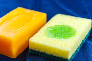 Bar of Soap and Scrubbing Sponge