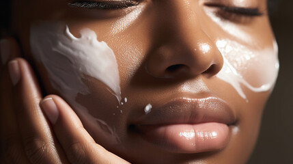 girl applying a retinol cream, promoting skin cell turnover and reducing the appearance of fine lines and wrinkles