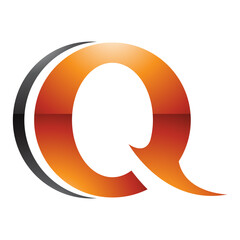 Orange and Black Glossy Spiky Round Shaped Letter Q Icon