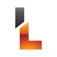 Orange and Black Glossy Split Shaped Letter L Icon