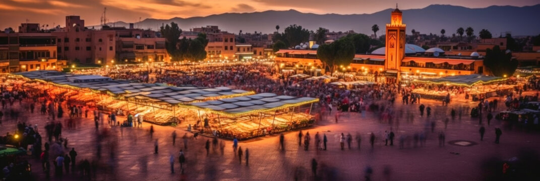 Marrakesh at night Morocco - Generative AI