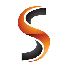 Orange and Black Glossy Twisted Shaped Letter S Icon