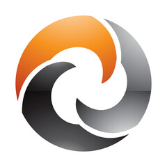 Orange and Black Glossy Wave Shaped Letter O Icon