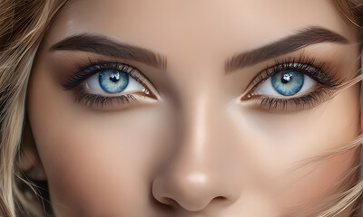 Fototapeta premium A woman with beautiful blue eyes generative AI