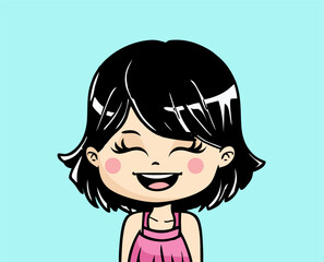 Cartoon girl smiling isolated in vector format