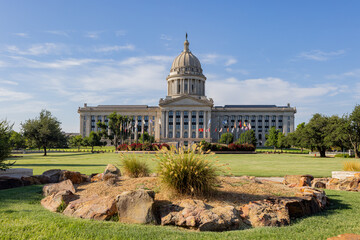 Sunny exterior view of the Oklahoma State Capitol