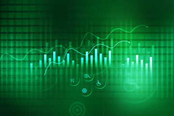 2d rendering Stock market online business concept. business Graph 
