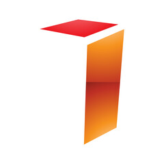 Orange and Red Glossy Folded Letter I Icon