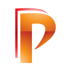 Orange and Red Glossy Layered Letter P Icon