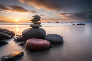stones on the beach Generator Ai