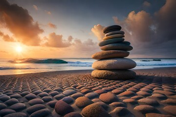 stones on the beach Generator Ai