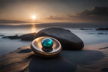 sunset on the sea Generator AI