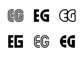 Set of letter EG logos. Abstract logos collection with letters. Geometrical abstract logos