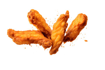 Flying Fried Chicken isolated on transparent background, Generative AI