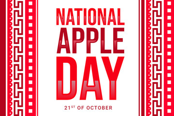 National Apple Day Wallpaper with border design in traditional style. Day of apple background illustration