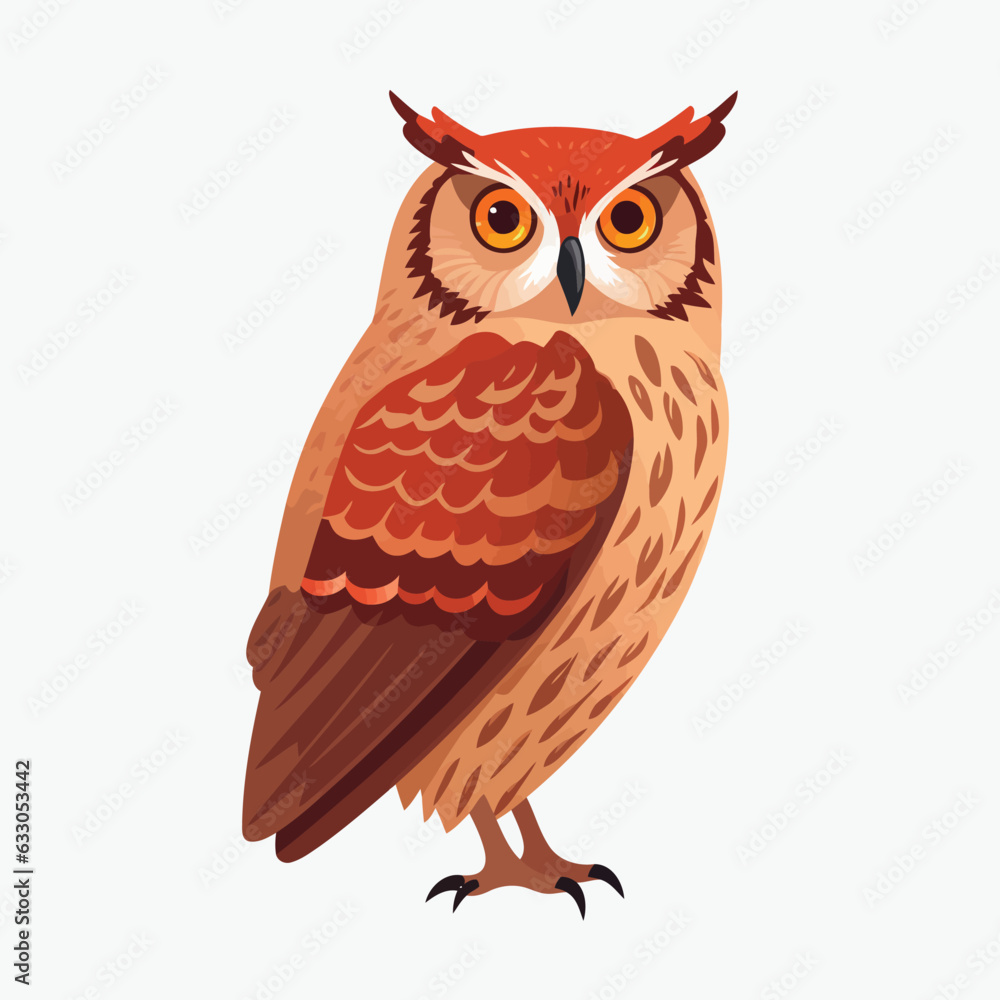 Wall mural owl vector flat minimalistic asset isolated illustration