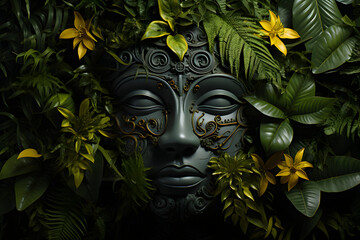 Buddha statue in the forest - AI technology