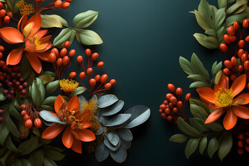 Flowers and leaves background - AI Technology