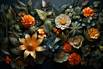 Flowers and leaves background - AI Technology