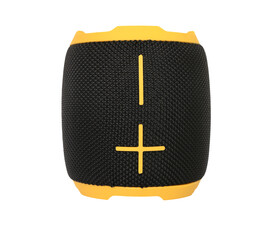 image of a barrel-shaped speaker with a white background