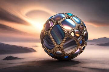 golden christmas ball on snow Generator Ai