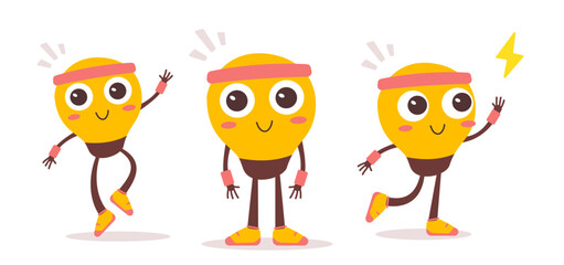 Flat style design of business yellow light bulb character for we