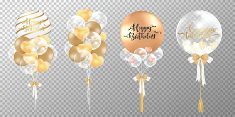 Golden Balloons Transparent Background