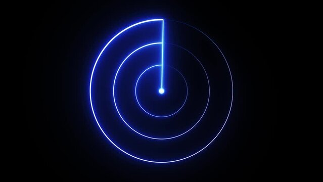 Neon glow radar screen animation on black background. motion background. e_474