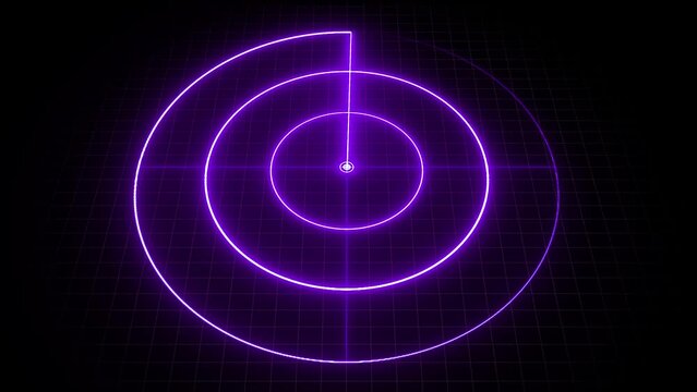 Neon glow purple color radar screen animation on black background. motion background. e_472