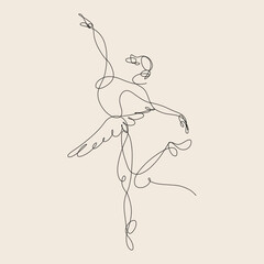 ballerina illustration with one line art