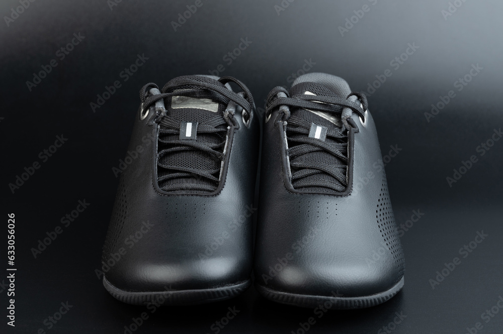 Canvas Prints Elegant black leather shoes with laces