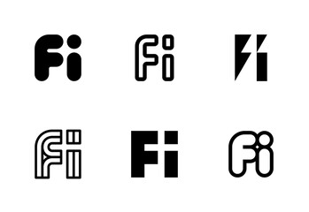 Set of letter FI logos. Abstract logos collection with letters. Geometrical abstract logos