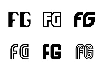 Set of letter FG logos. Abstract logos collection with letters. Geometrical abstract logos