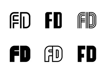 Set of letter FD logos. Abstract logos collection with letters. Geometrical abstract logos