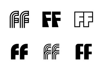 Set of letter FF logos. Abstract logos collection with letters. Geometrical abstract logos