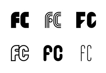 Set of letter FC logos. Abstract logos collection with letters. Geometrical abstract logos