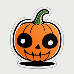 Halloween pumpkin sticker on a gray background. Vector illustration eps 10