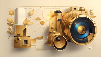 world photographer day illustration with a golden ratio composition banner background