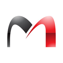 Red and Black Glossy Arch Shaped Letter M Icon
