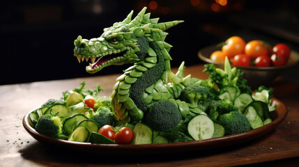 food green dragon delicious food dish in the shape of a green dragon 
